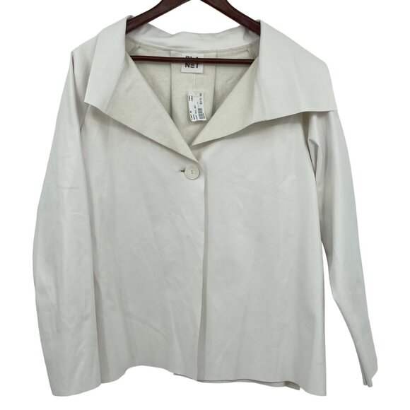 Planet Jacket Womens One Size Shirt Tail Chalk White Single Button Vegan Leather - Picture 1 of 16